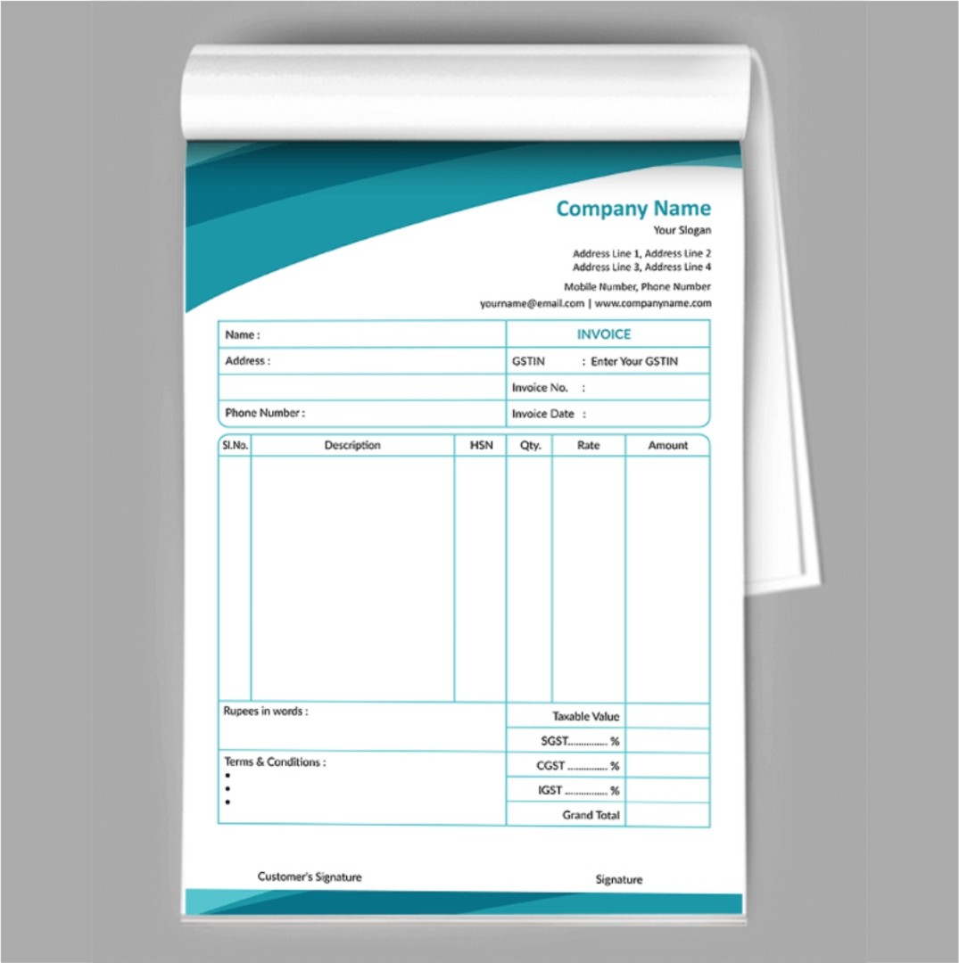 Customized Multicolour Bill Books